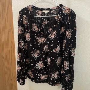 Promesa Black Floral Light Blouse Size Medium